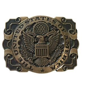 Vintage Brass United States of America Seal Buckle: Eagle, Award Design Metals